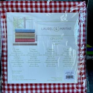 Gingham queen flat sheet 100% cotton NIP